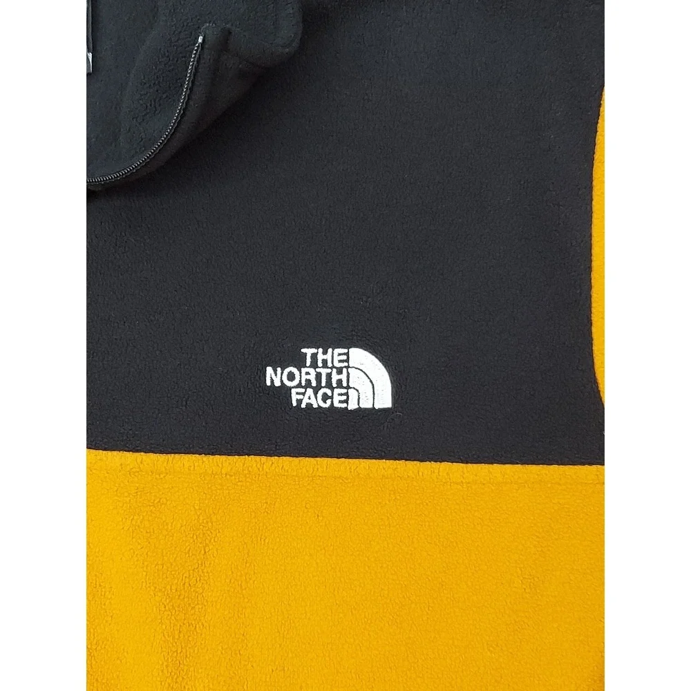 NORTH FACE Fleece Pullover Mens Large Gold Black 1/4 Zip Long‎ Sleeve Outdoor